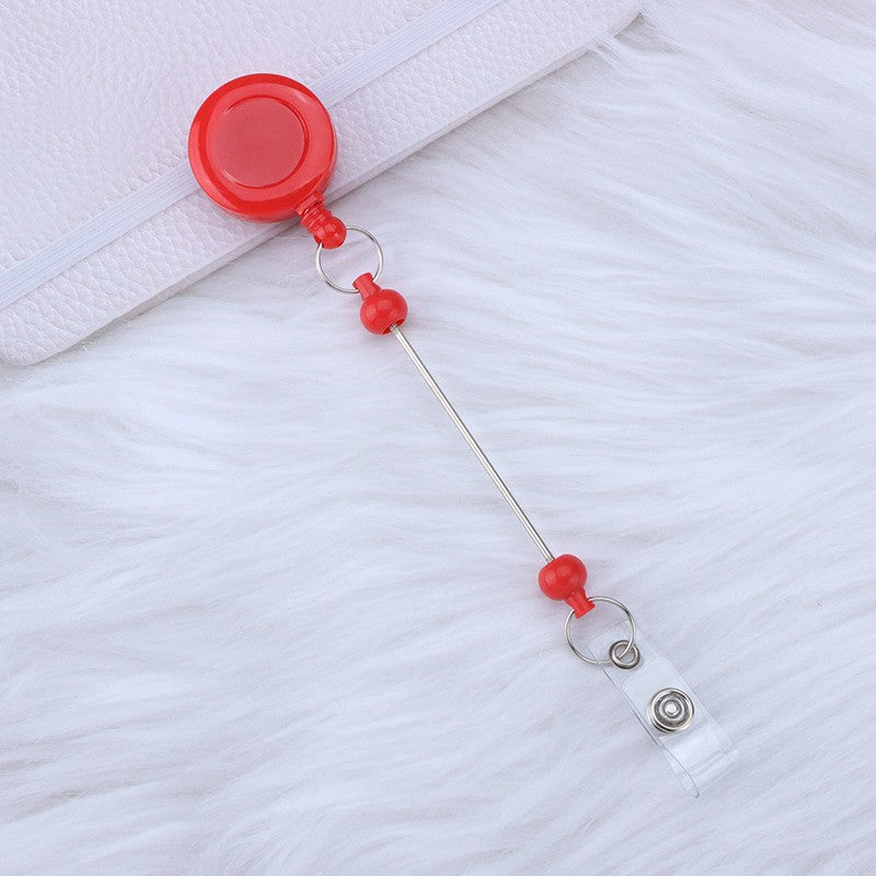Wholesale Beadable Badge Reels Identification Easy To Pull Buckle DIY Beaded Plastic Keychain